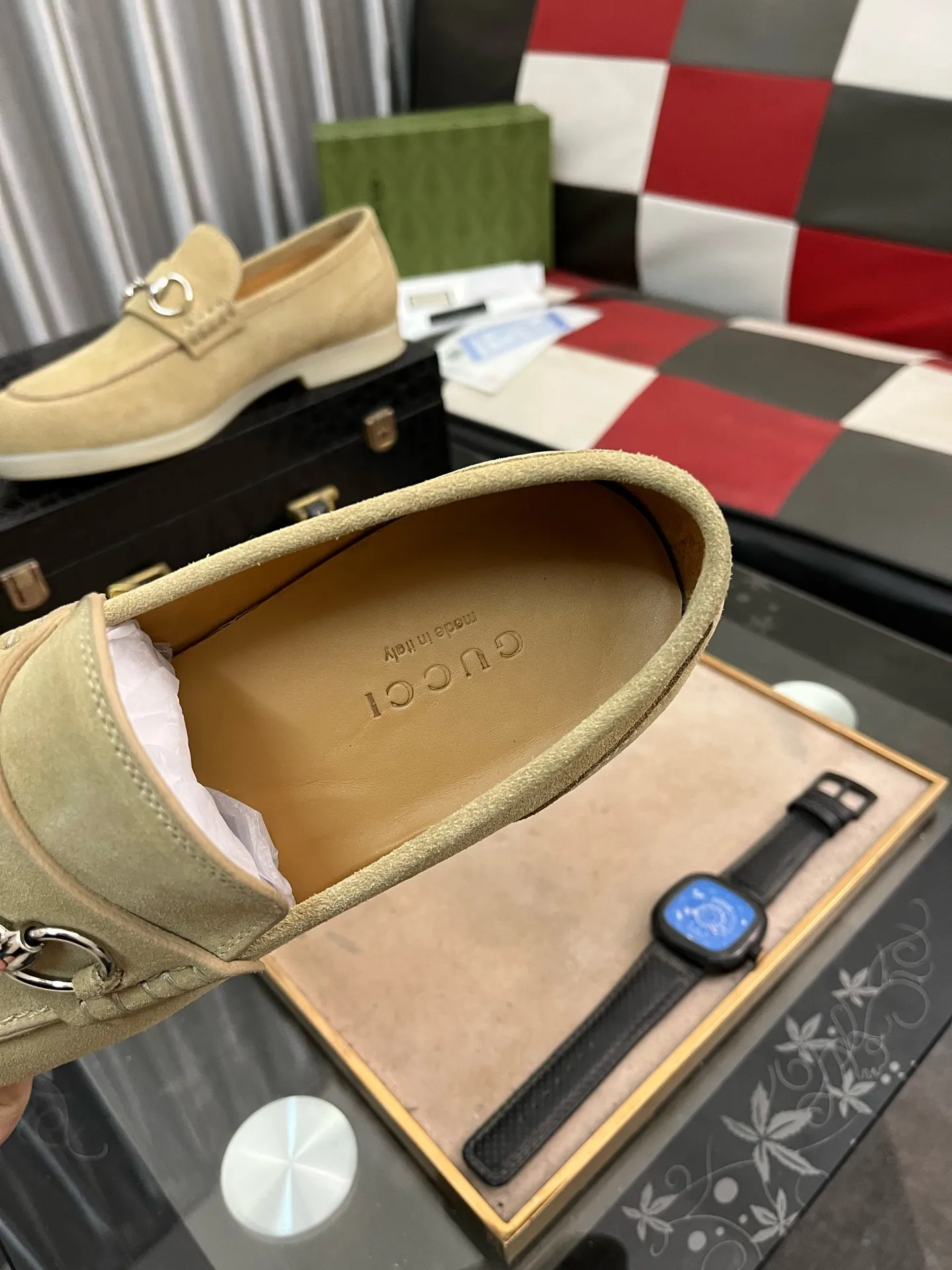 Men's shoes 💰540⌚️⌚️【GUCCi】Original frosted calfskin, water-dyed cowhide lining, original outsole, men's and women's fashion, formal casual leather shoes, slip-on men's and women's shoes series, young fashion, European and American trends, British style, casual matching, comfortable feet, standard code: men's code 38-444️⃣colors available
